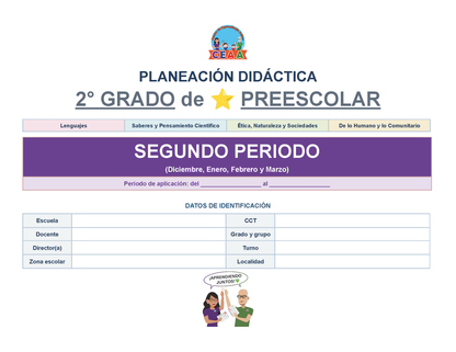 PLANEACIÓN 2° ⭐Preescolar Segundo Periodo (Dic, Ene, Feb, Mar) ✏️Editable en Word