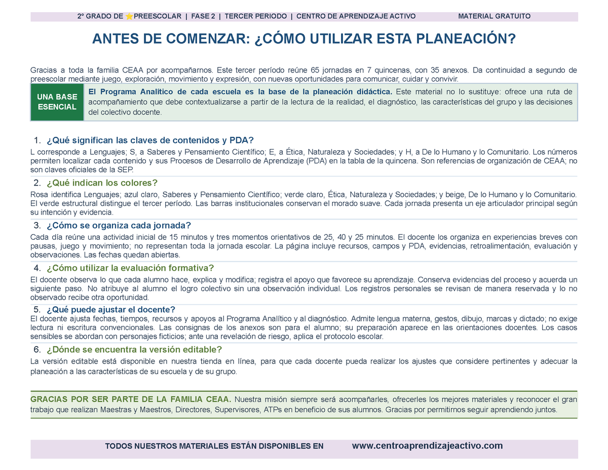 PLANEACIÓN 2° ⭐Preescolar Tercer Periodo (Abr, May, Jun, Jul) en 🎁PDF