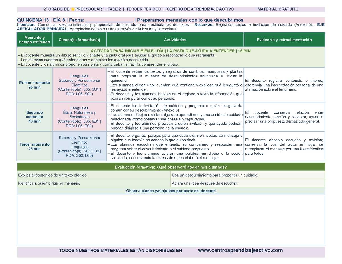 PLANEACIÓN 2° ⭐Preescolar Tercer Periodo (Abr, May, Jun, Jul) en 🎁PDF