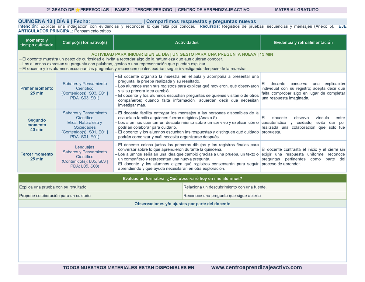 PLANEACIÓN 2° ⭐Preescolar Tercer Periodo (Abr, May, Jun, Jul) en 🎁PDF
