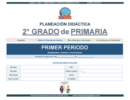 PLANEACIÓN 2° Primaria Primer Periodo (Sep, Oct, Nov) en PDF
