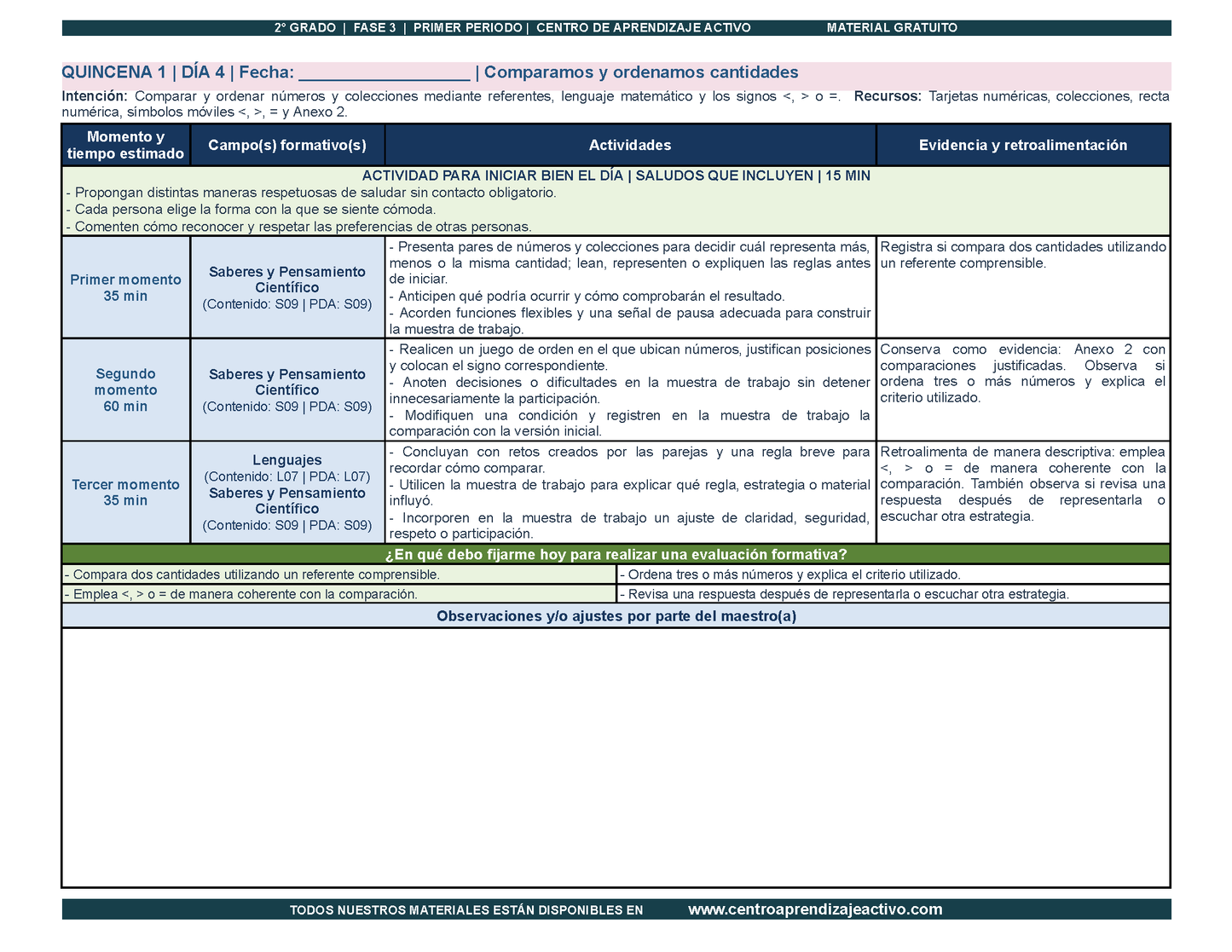 PLANEACIÓN 2° Primaria Primer Periodo (Sep, Oct, Nov) en PDF