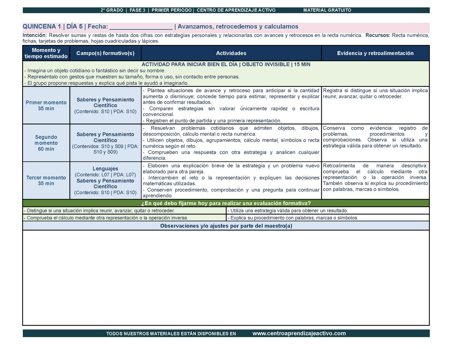 PLANEACIÓN 2° Primaria Primer Periodo (Sep, Oct, Nov) en PDF