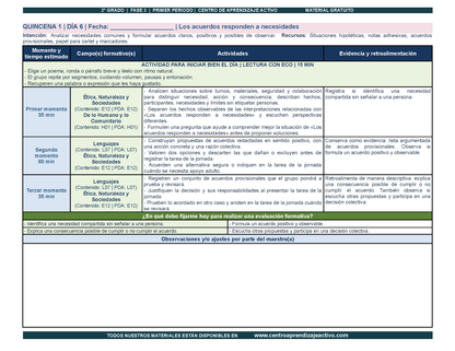 PLANEACIÓN 2° Primaria Primer Periodo (Sep, Oct, Nov) en PDF