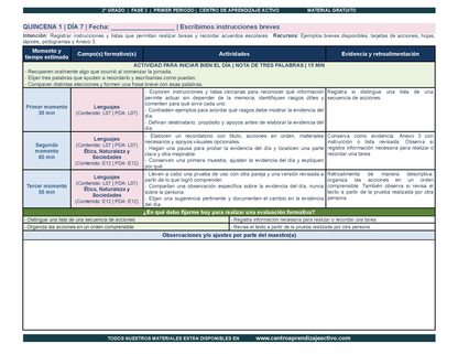 PLANEACIÓN 2° Primaria Primer Periodo (Sep, Oct, Nov) en PDF