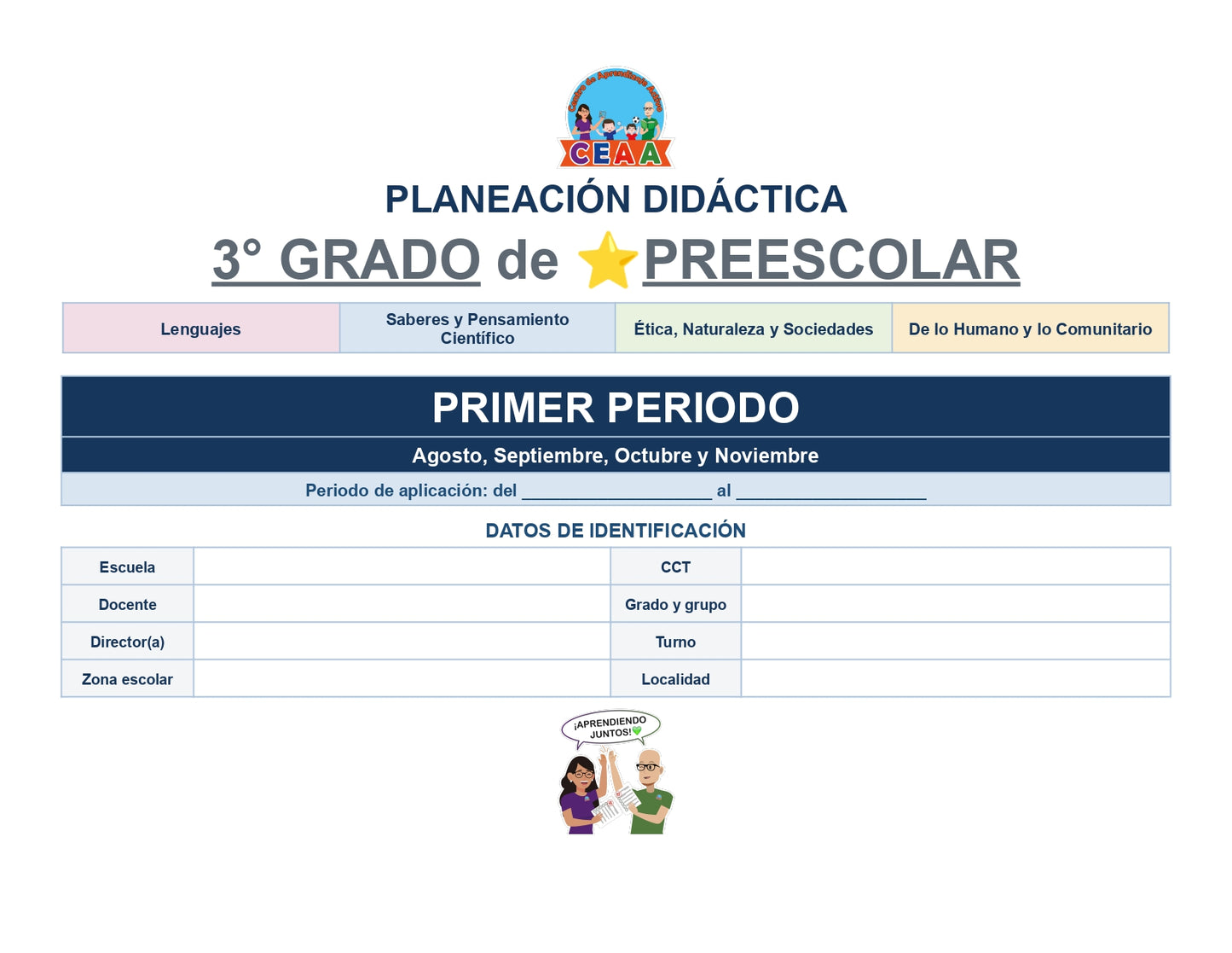 PLANEACIÓN 3° ⭐Preescolar Primer Periodo (Sep, Oct, Nov) ✏️Editable en Word