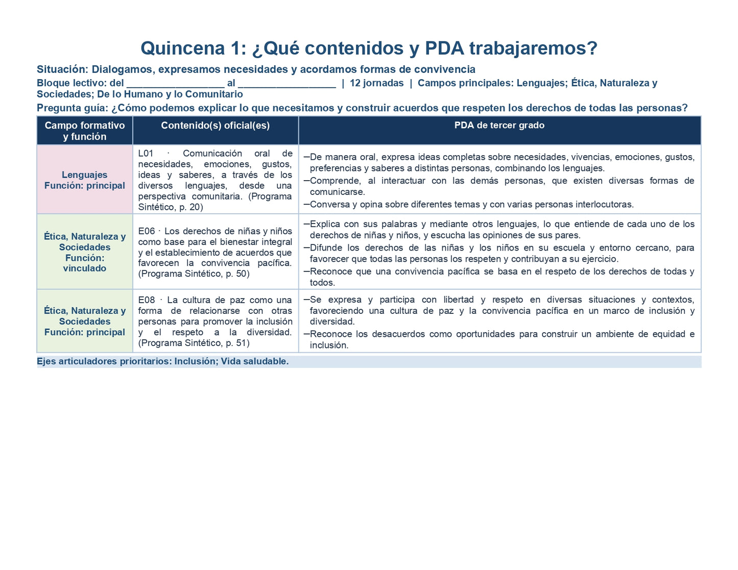 PLANEACIÓN 3° ⭐Preescolar Primer Periodo (Sep, Oct, Nov) ✏️Editable en Word