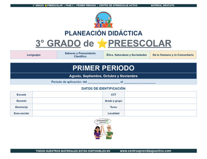 PLANEACIÓN 3° ⭐Preescolar Primer Periodo (Sep, Oct, Nov) en 🎁pdf