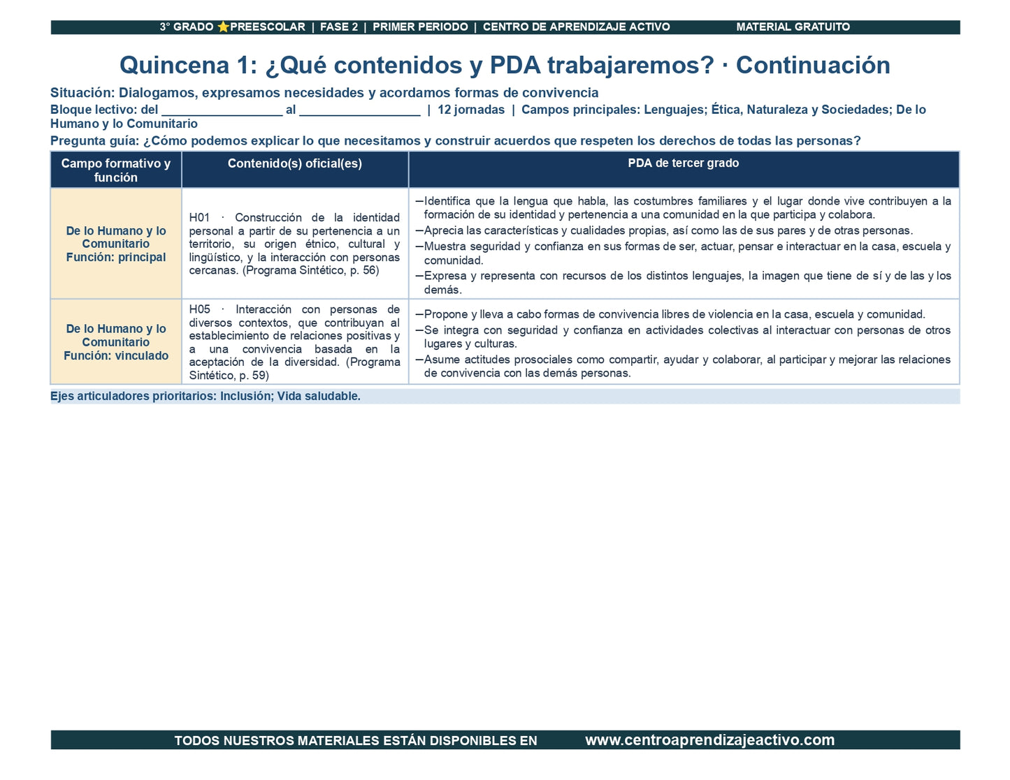 PLANEACIÓN 3° ⭐Preescolar Primer Periodo (Sep, Oct, Nov) en 🎁pdf