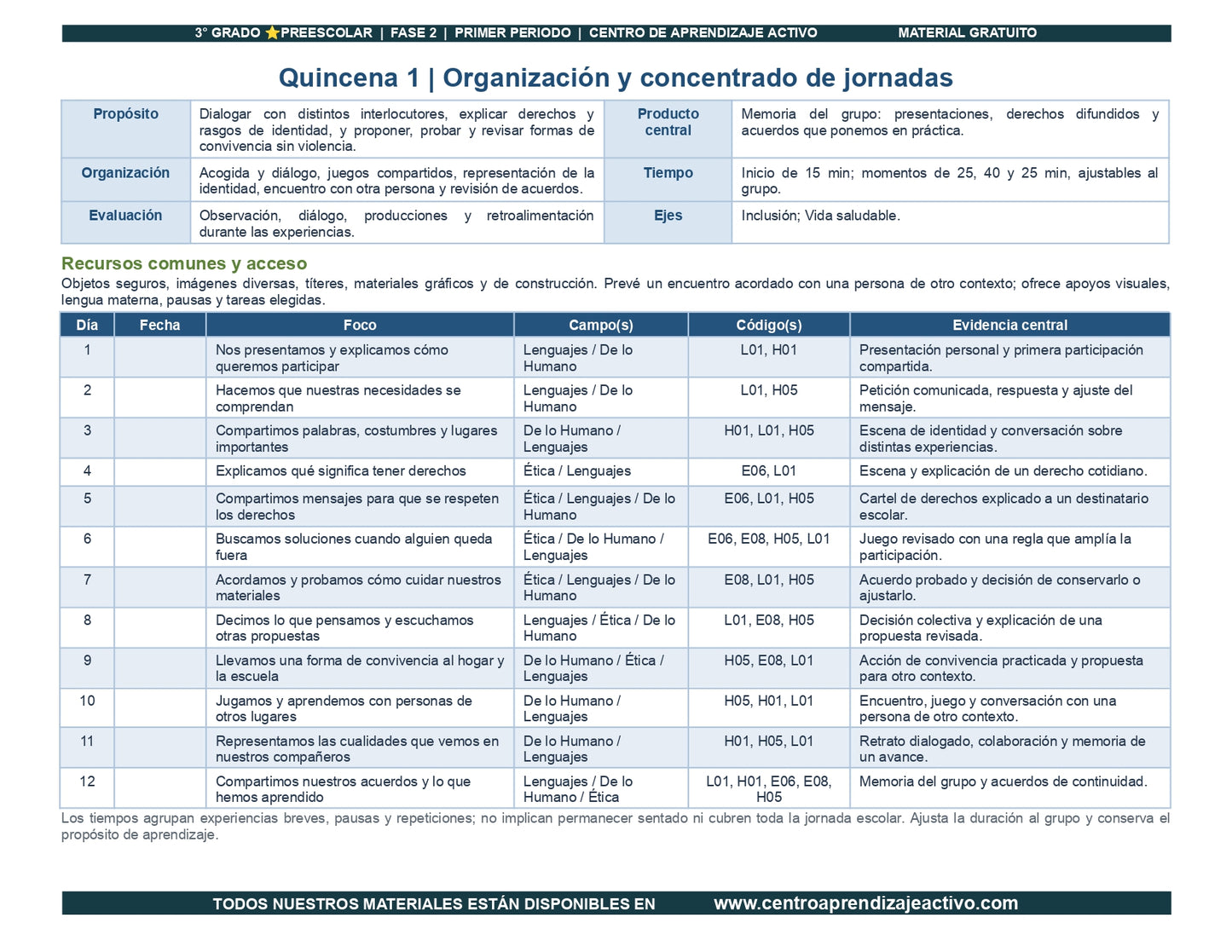PLANEACIÓN 3° ⭐Preescolar Primer Periodo (Sep, Oct, Nov) en 🎁pdf
