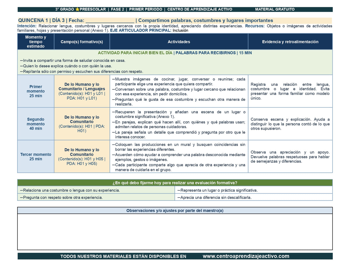 PLANEACIÓN 3° ⭐Preescolar Primer Periodo (Sep, Oct, Nov) en 🎁pdf