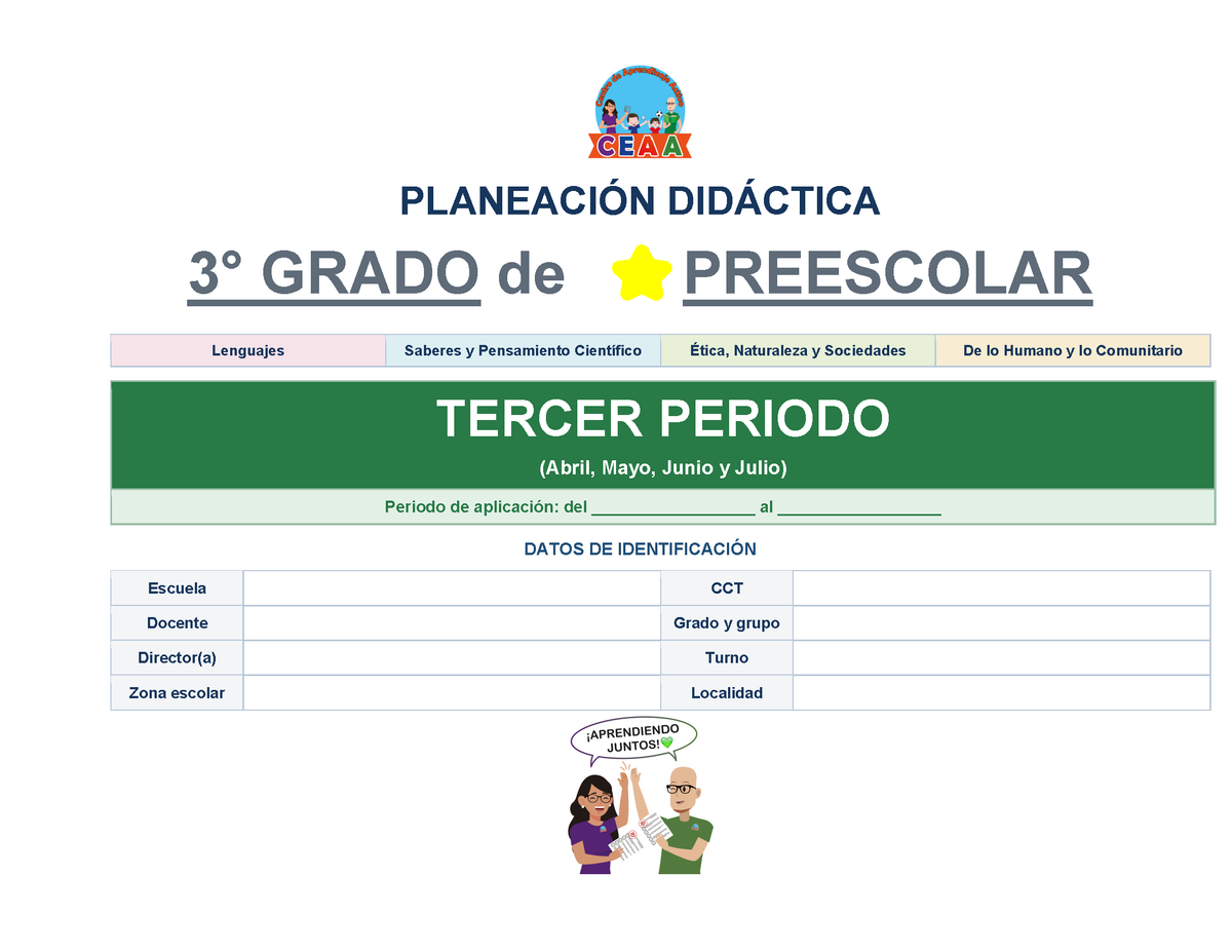 PLANEACIÓN 3° ⭐Preescolar Tercer Periodo (Abr, May, Jun, Jul) ✏️Editable en Word