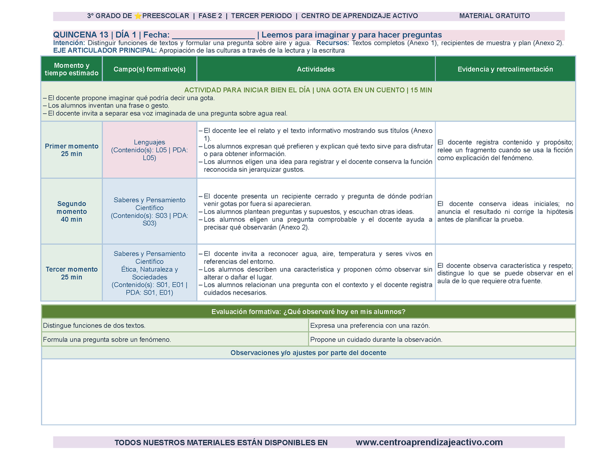 PLANEACIÓN 3° ⭐Preescolar Tercer Periodo (Abr, May, Jun, Jul) en 🎁PDF