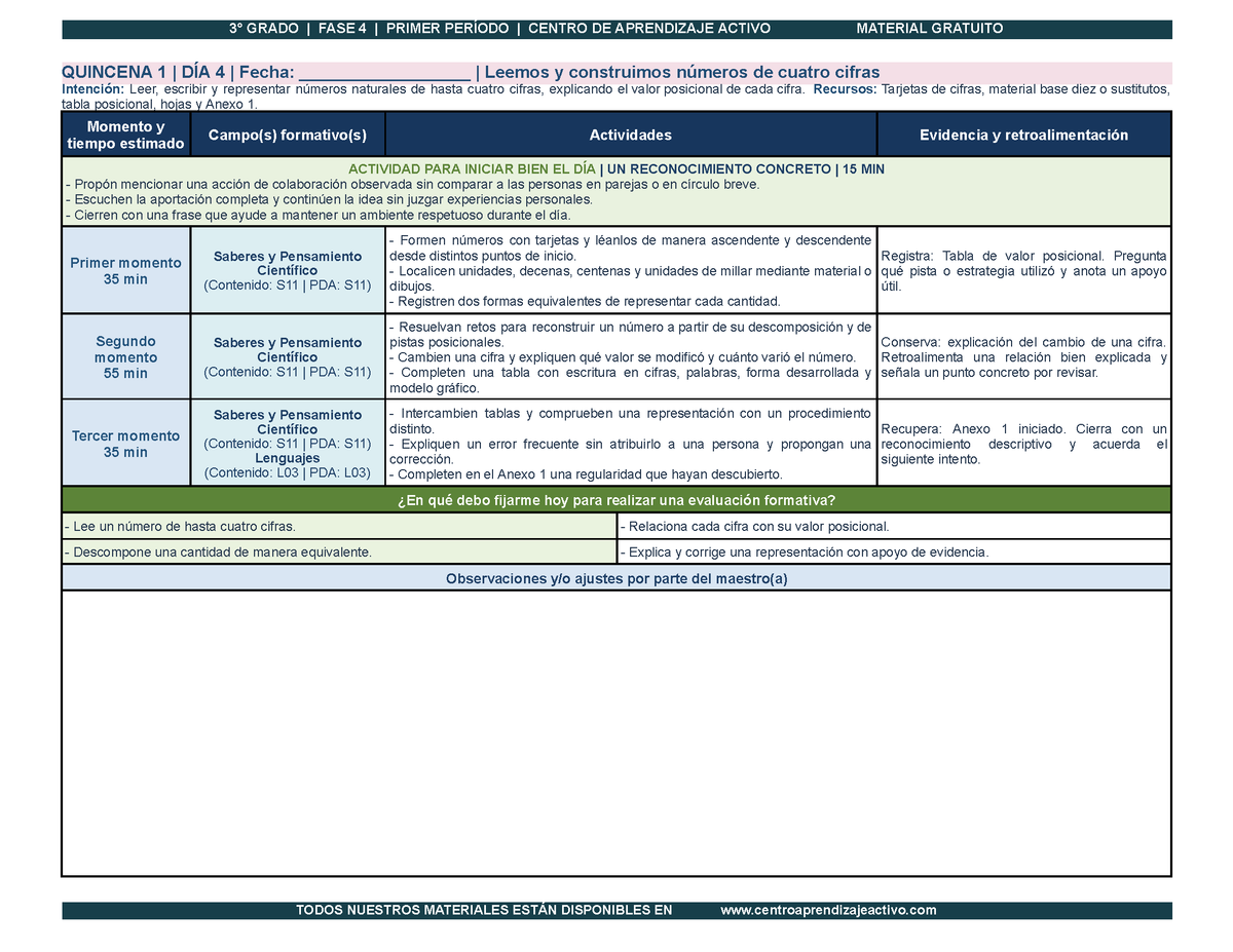 PLANEACIÓN 3° Primaria Primer Periodo (Sep, Oct, Nov) en 🎁PDF
