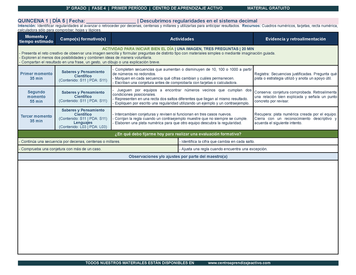 PLANEACIÓN 3° Primaria Primer Periodo (Sep, Oct, Nov) en 🎁PDF