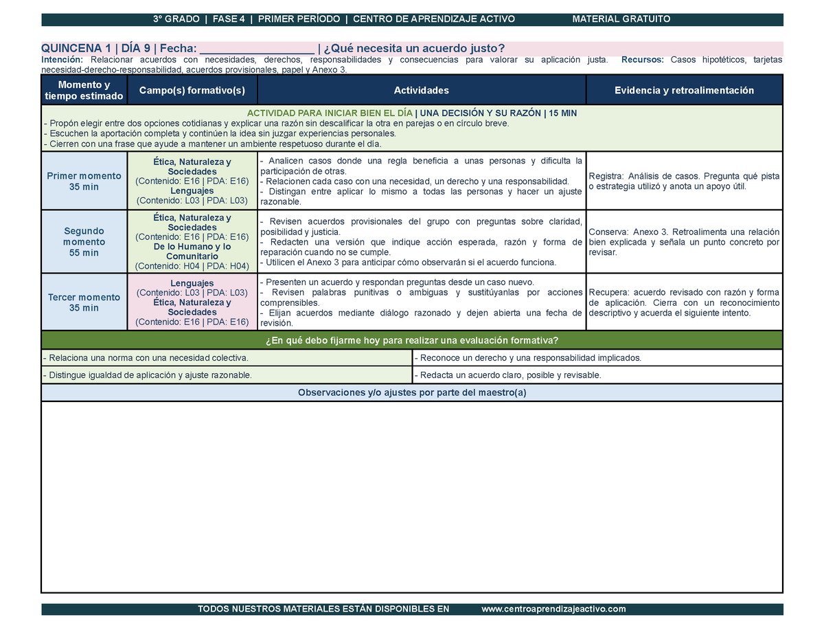 PLANEACIÓN 3° Primaria Primer Periodo (Sep, Oct, Nov) en 🎁PDF