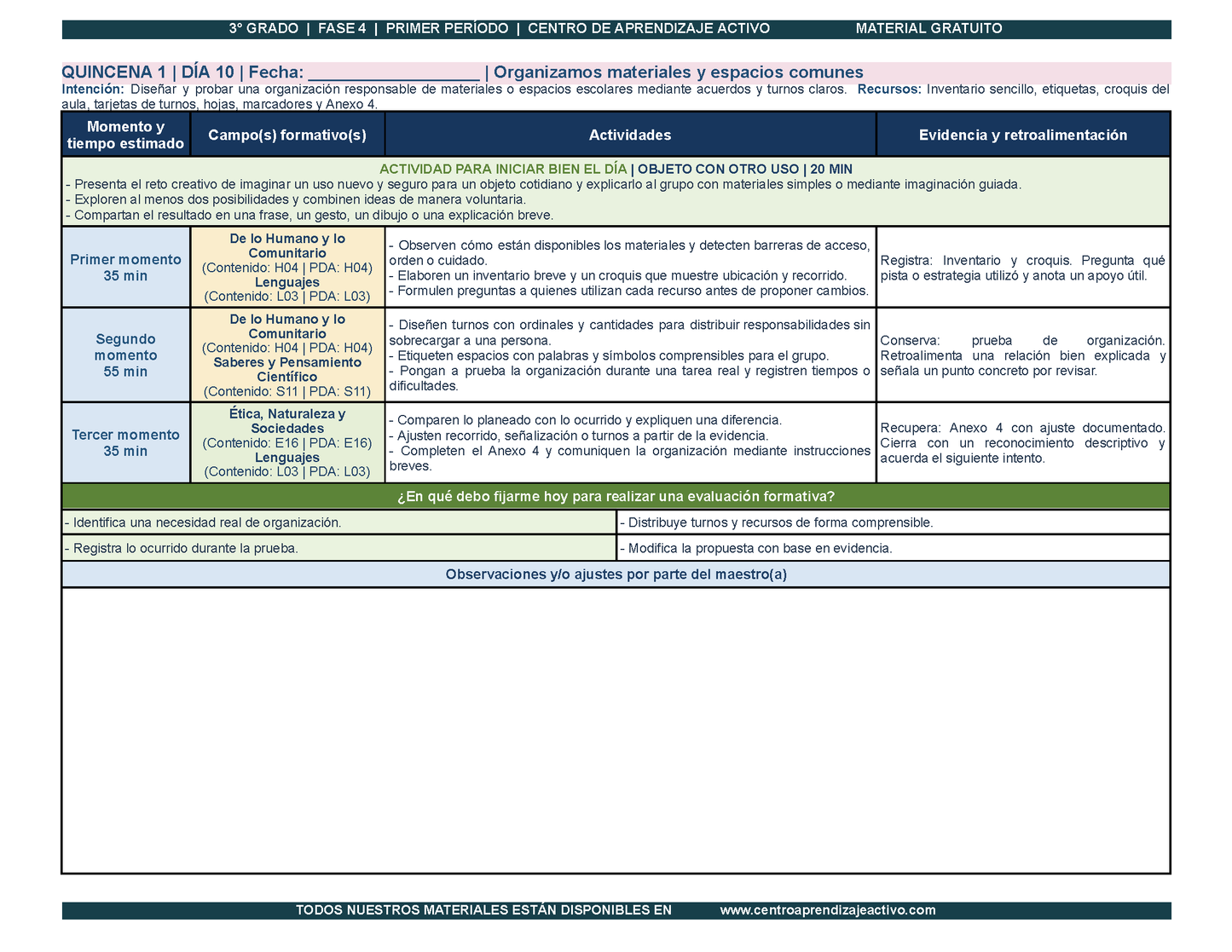 PLANEACIÓN 3° Primaria Primer Periodo (Sep, Oct, Nov) en 🎁PDF