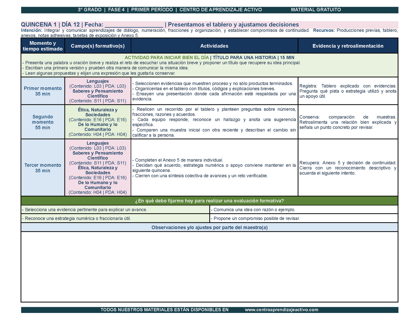 PLANEACIÓN 3° Primaria Primer Periodo (Sep, Oct, Nov) en 🎁PDF