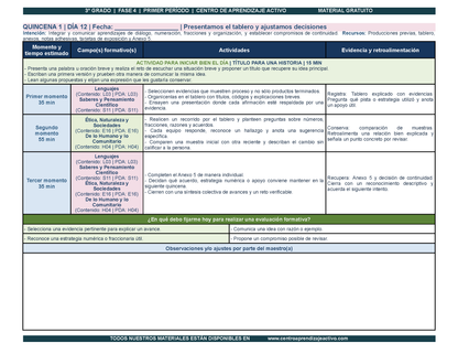 PLANEACIÓN 3° Primaria Primer Periodo (Sep, Oct, Nov) en 🎁PDF