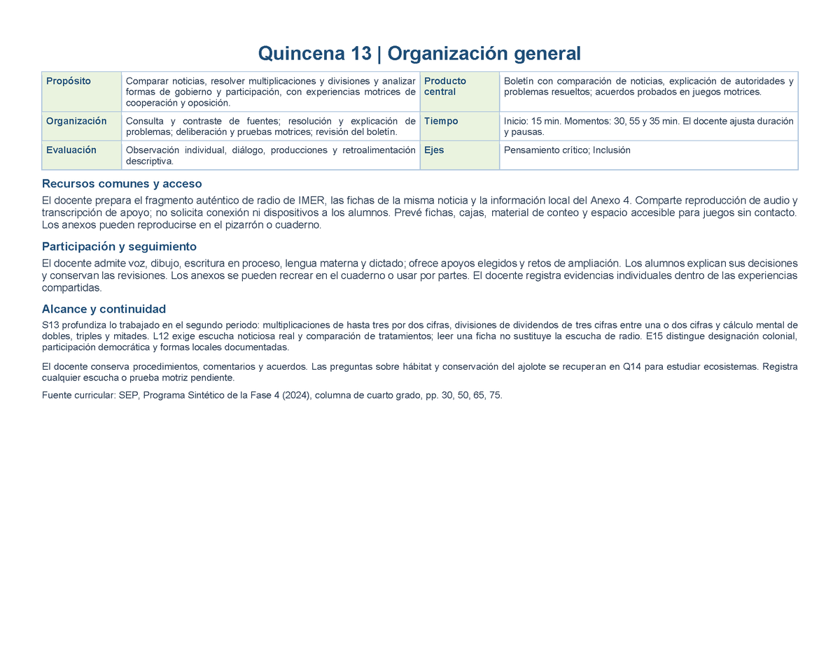 PLANEACIÓN 4° Primaria Tercer Periodo (Abr, May, Jun, Jul) ✏️Editable en Word