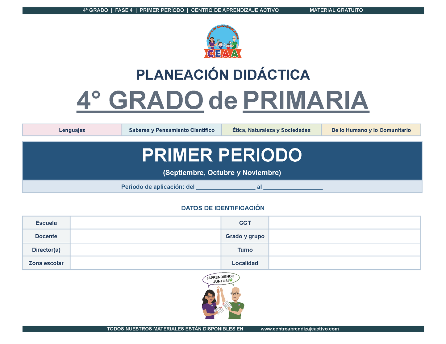 PLANEACIÓN 4° Primaria Primer Periodo (Sep, Oct, Nov) en 🎁PDF