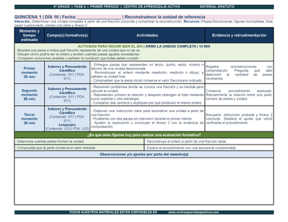 PLANEACIÓN 4° Primaria Primer Periodo (Sep, Oct, Nov) en 🎁PDF