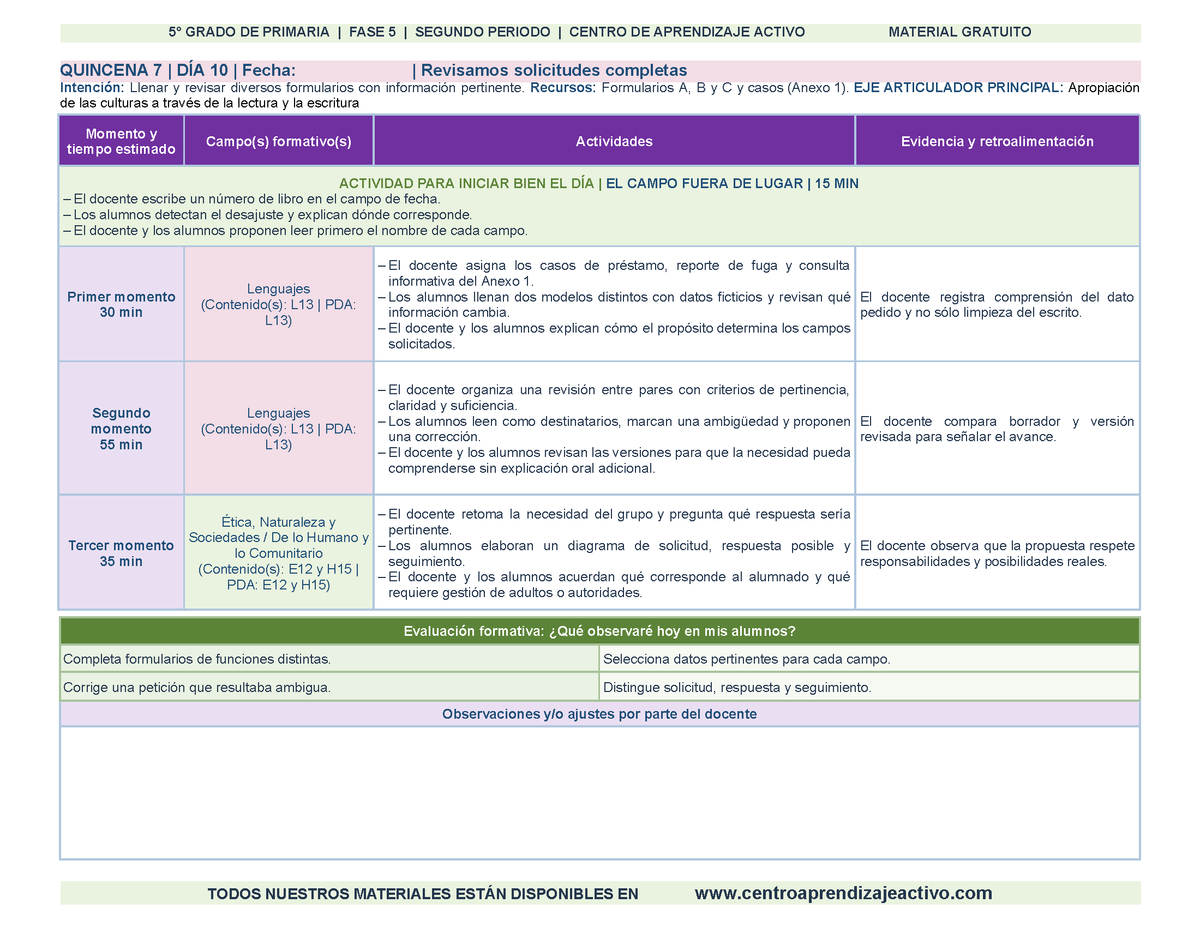 PLANEACIÓN 5° Primaria Segundo Periodo (Dic, Ene, Feb, Mar) en 🎁PDF