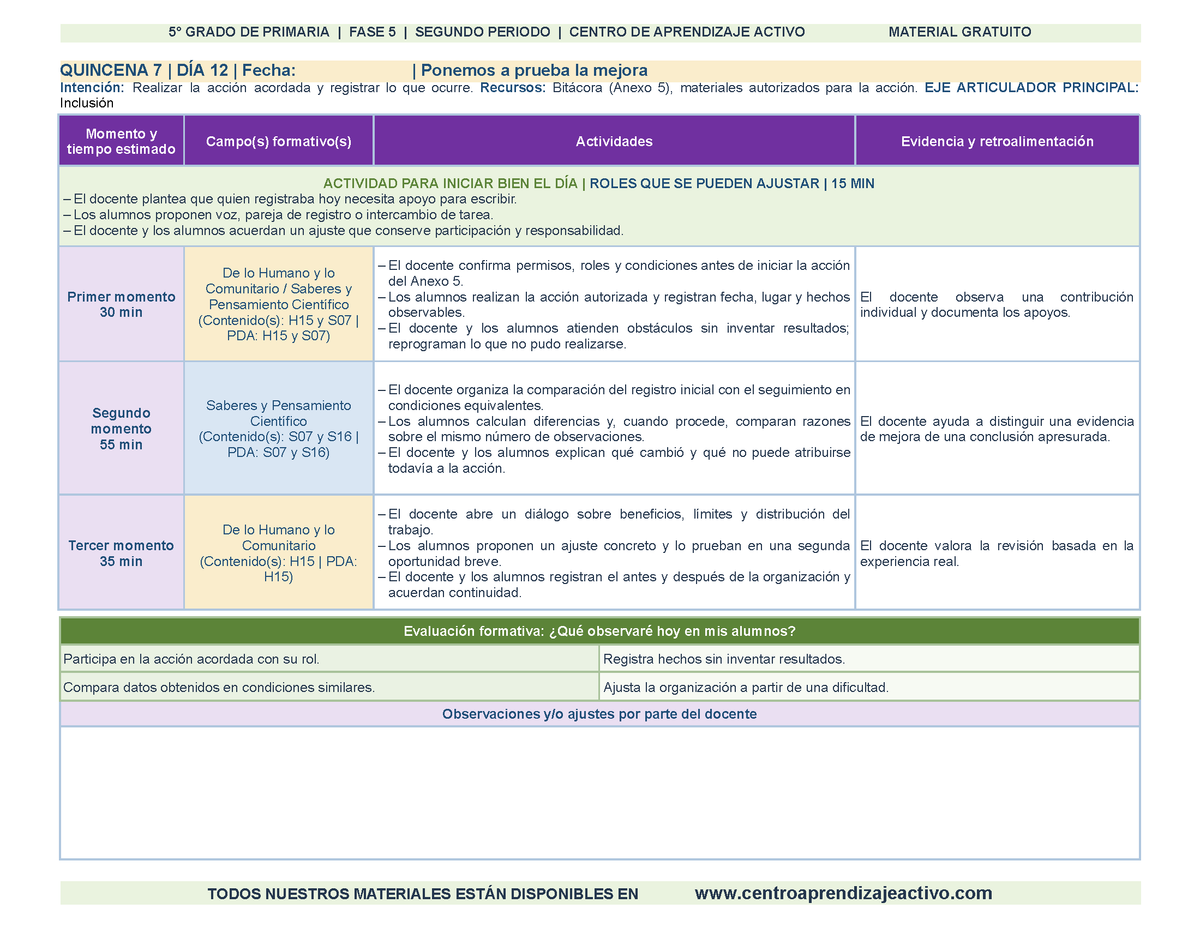 PLANEACIÓN 5° Primaria Segundo Periodo (Dic, Ene, Feb, Mar) en 🎁PDF