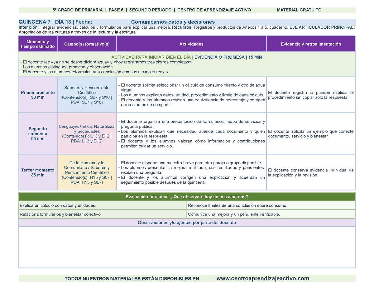 PLANEACIÓN 5° Primaria Segundo Periodo (Dic, Ene, Feb, Mar) en 🎁PDF