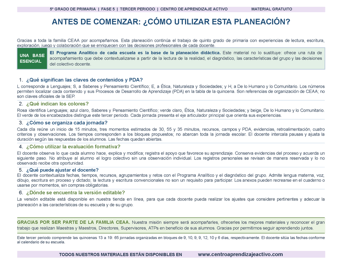 PLANEACIÓN 5° Primaria Tercer Periodo (Abr, May, Jun, Jul) en 🎁PDF