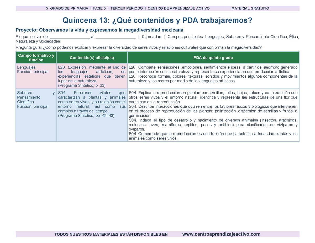 PLANEACIÓN 5° Primaria Tercer Periodo (Abr, May, Jun, Jul) en 🎁PDF