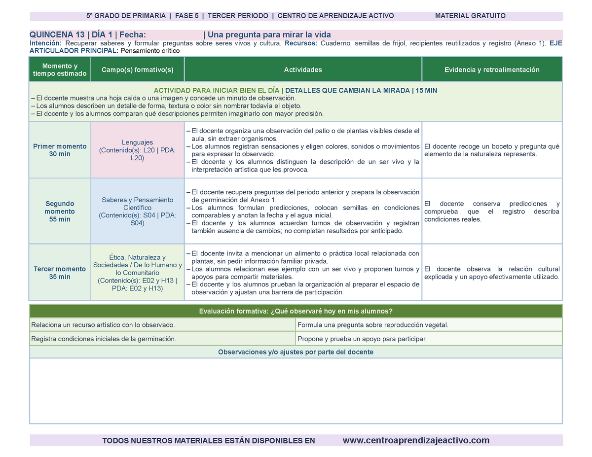 PLANEACIÓN 5° Primaria Tercer Periodo (Abr, May, Jun, Jul) en 🎁PDF