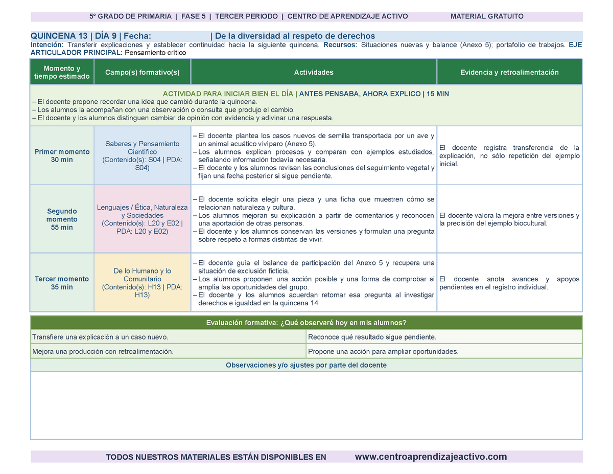 PLANEACIÓN 5° Primaria Tercer Periodo (Abr, May, Jun, Jul) en 🎁PDF