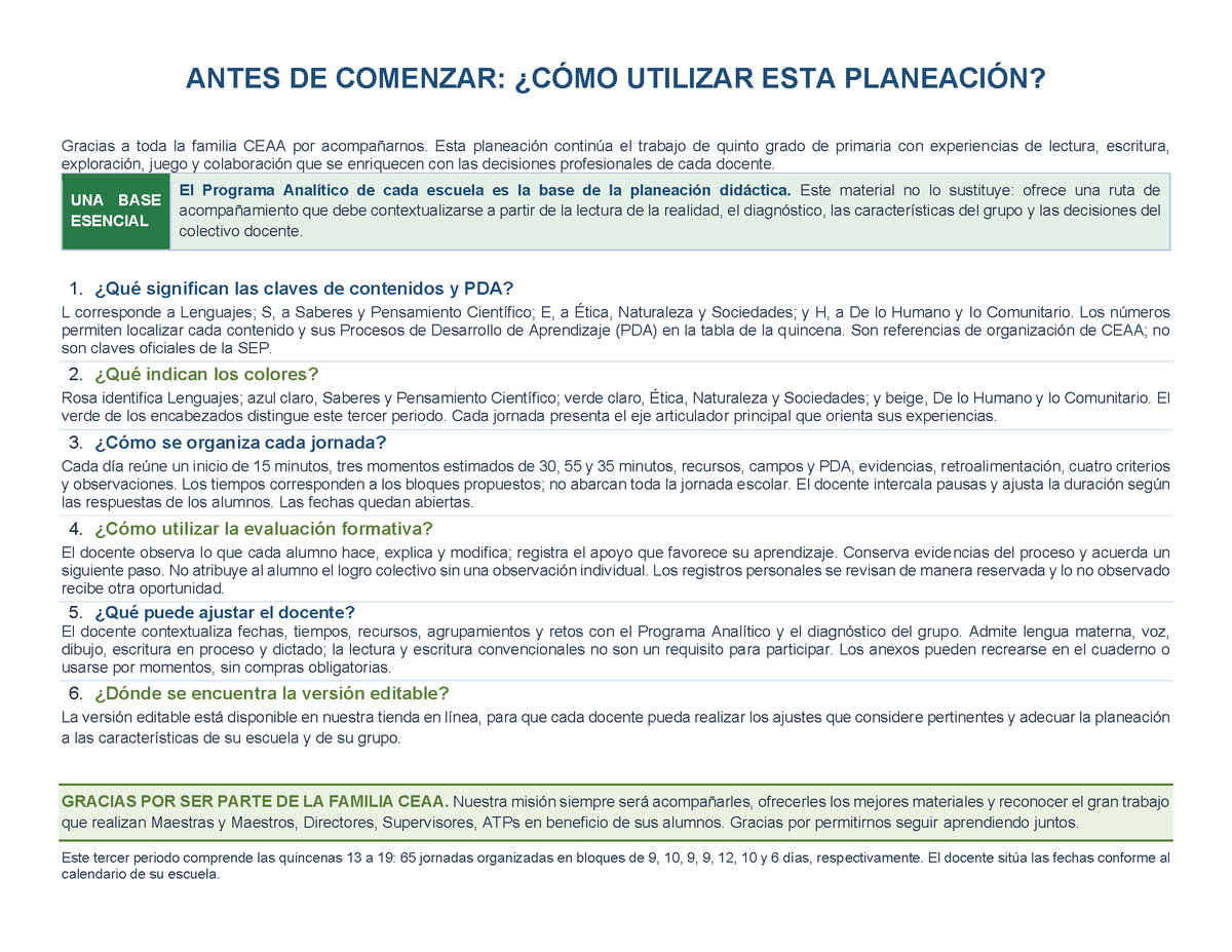 PLANEACIÓN 5° Primaria Tercer Periodo (Abr, May, Jun, Jul) ✏️Editable en Word