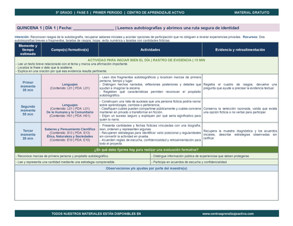 PLANEACIÓN 5° Primaria Primer Periodo (Sep, Oct, Nov) en 🎁PDF