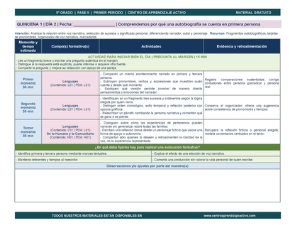 PLANEACIÓN 5° Primaria Primer Periodo (Sep, Oct, Nov) en 🎁PDF
