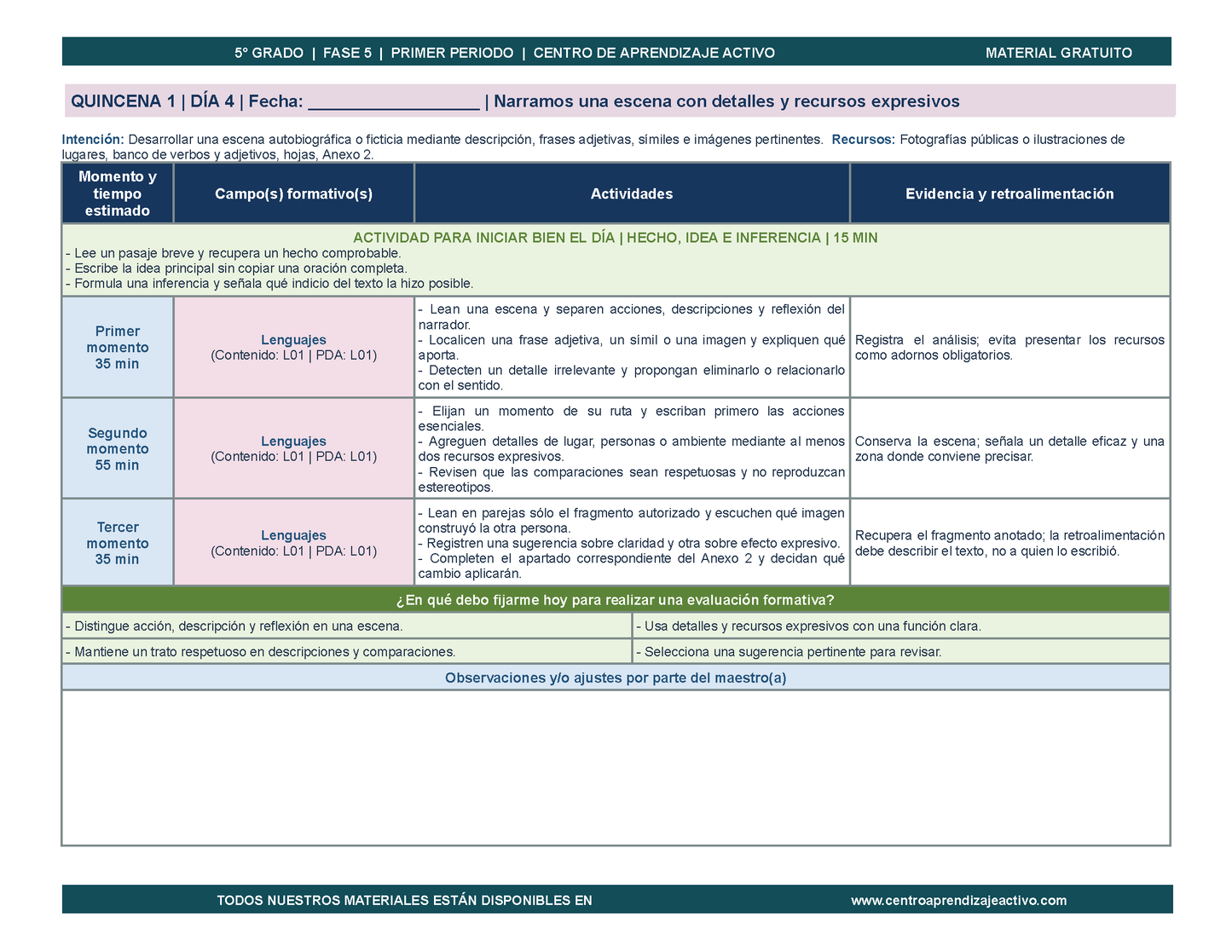 PLANEACIÓN 5° Primaria Primer Periodo (Sep, Oct, Nov) en 🎁PDF
