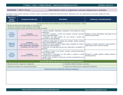 PLANEACIÓN 5° Primaria Primer Periodo (Sep, Oct, Nov) en 🎁PDF