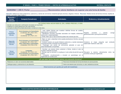 PLANEACIÓN 5° Primaria Primer Periodo (Sep, Oct, Nov) en 🎁PDF