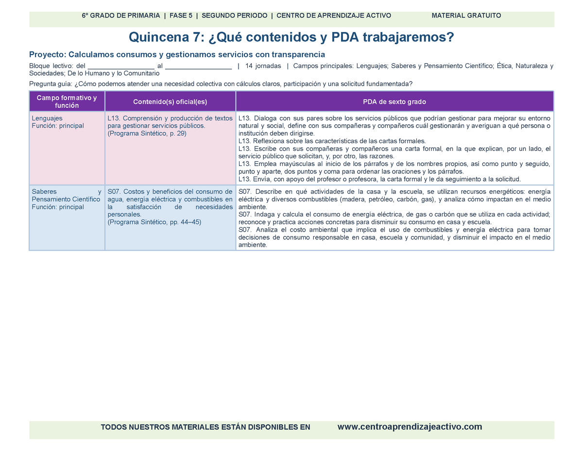 PLANEACIÓN 6° Primaria Segundo Periodo (Dic, Ene, Feb, Mar) en 🎁PDF