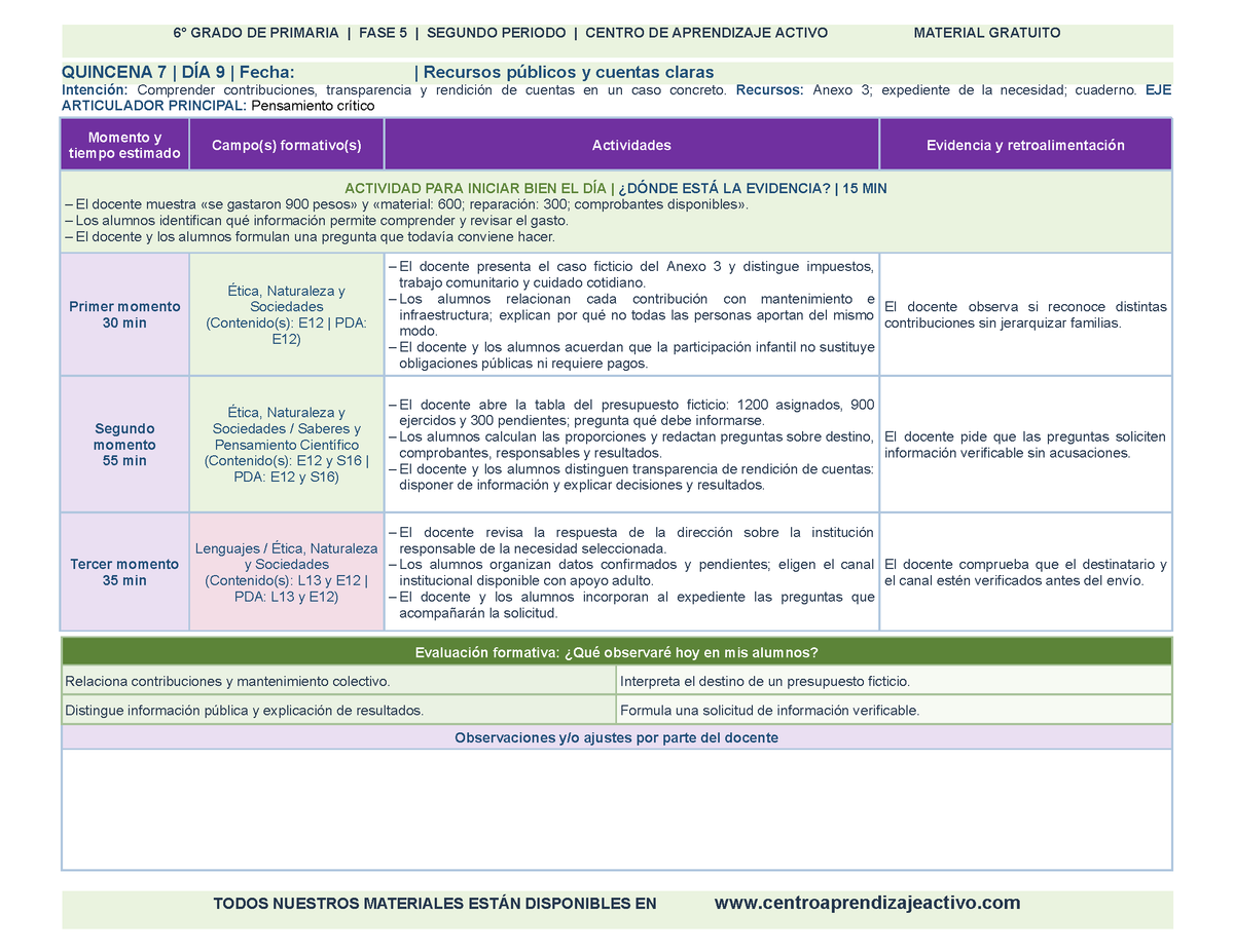PLANEACIÓN 6° Primaria Segundo Periodo (Dic, Ene, Feb, Mar) en 🎁PDF