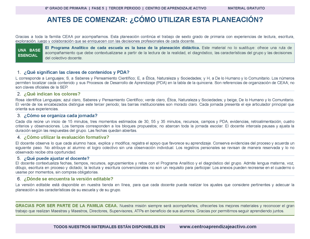 PLANEACIÓN 6° Primaria Tercer Periodo (Abr, May, Jun, Jul) en 🎁PDF