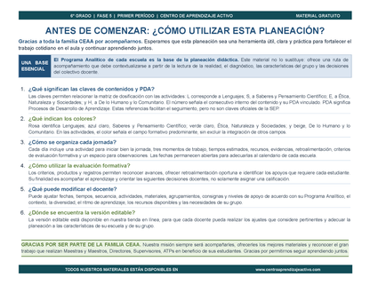 PLANEACIÓN 6° Primaria Primer Periodo (Sep, Oct, Nov) en 🎁PDF