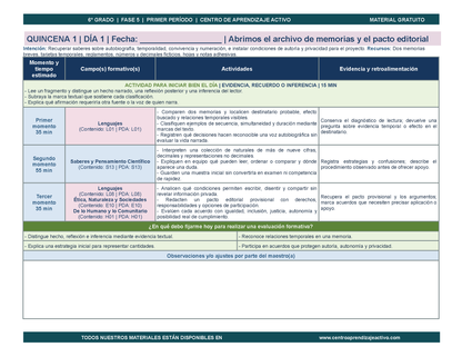 PLANEACIÓN 6° Primaria Primer Periodo (Sep, Oct, Nov) en 🎁PDF