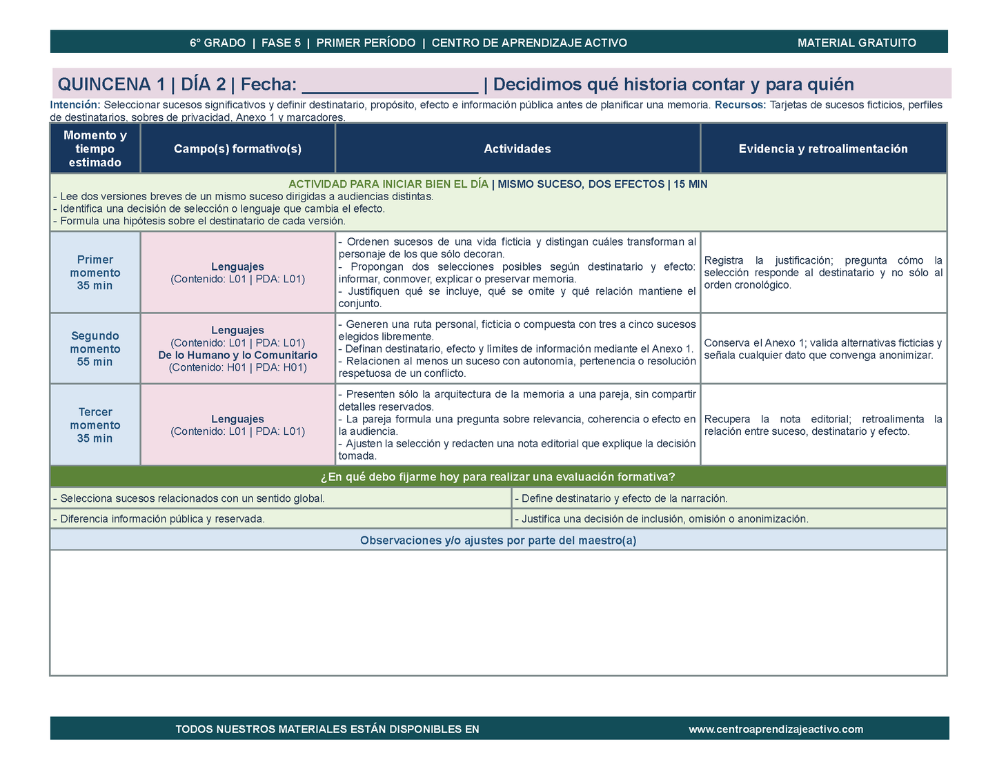 PLANEACIÓN 6° Primaria Primer Periodo (Sep, Oct, Nov) en 🎁PDF