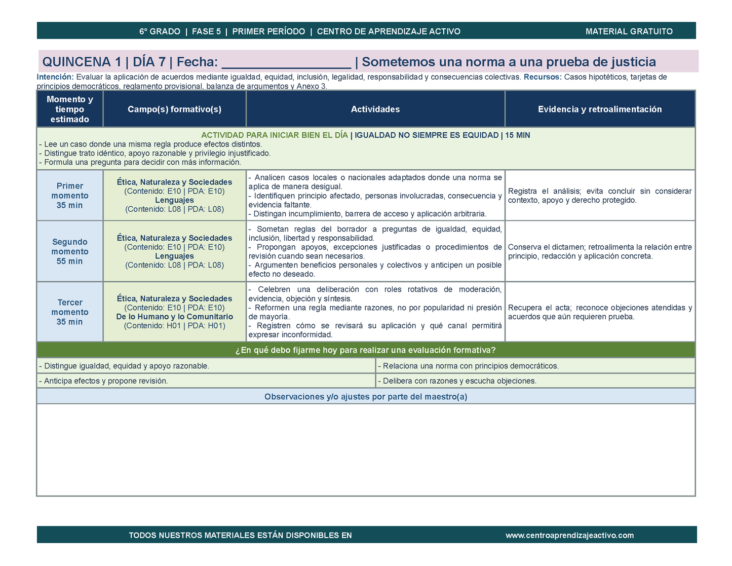 PLANEACIÓN 6° Primaria Primer Periodo (Sep, Oct, Nov) en 🎁PDF