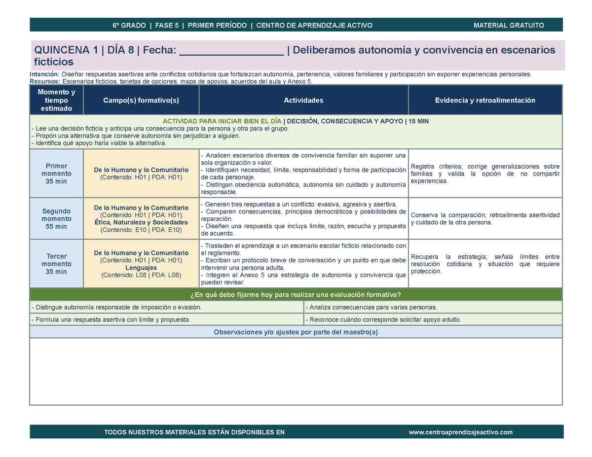 PLANEACIÓN 6° Primaria Primer Periodo (Sep, Oct, Nov) en 🎁PDF