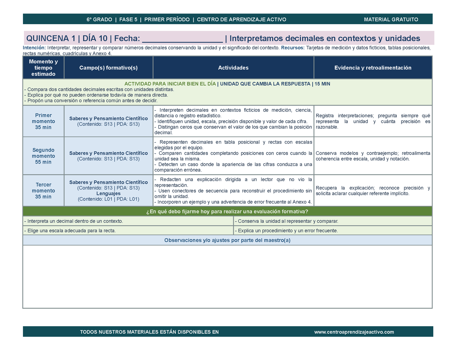 PLANEACIÓN 6° Primaria Primer Periodo (Sep, Oct, Nov) en 🎁PDF