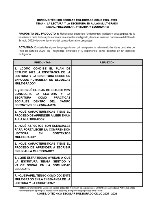 Formato de Productos CTE Multigrado Tema 4 (Editable en Word)