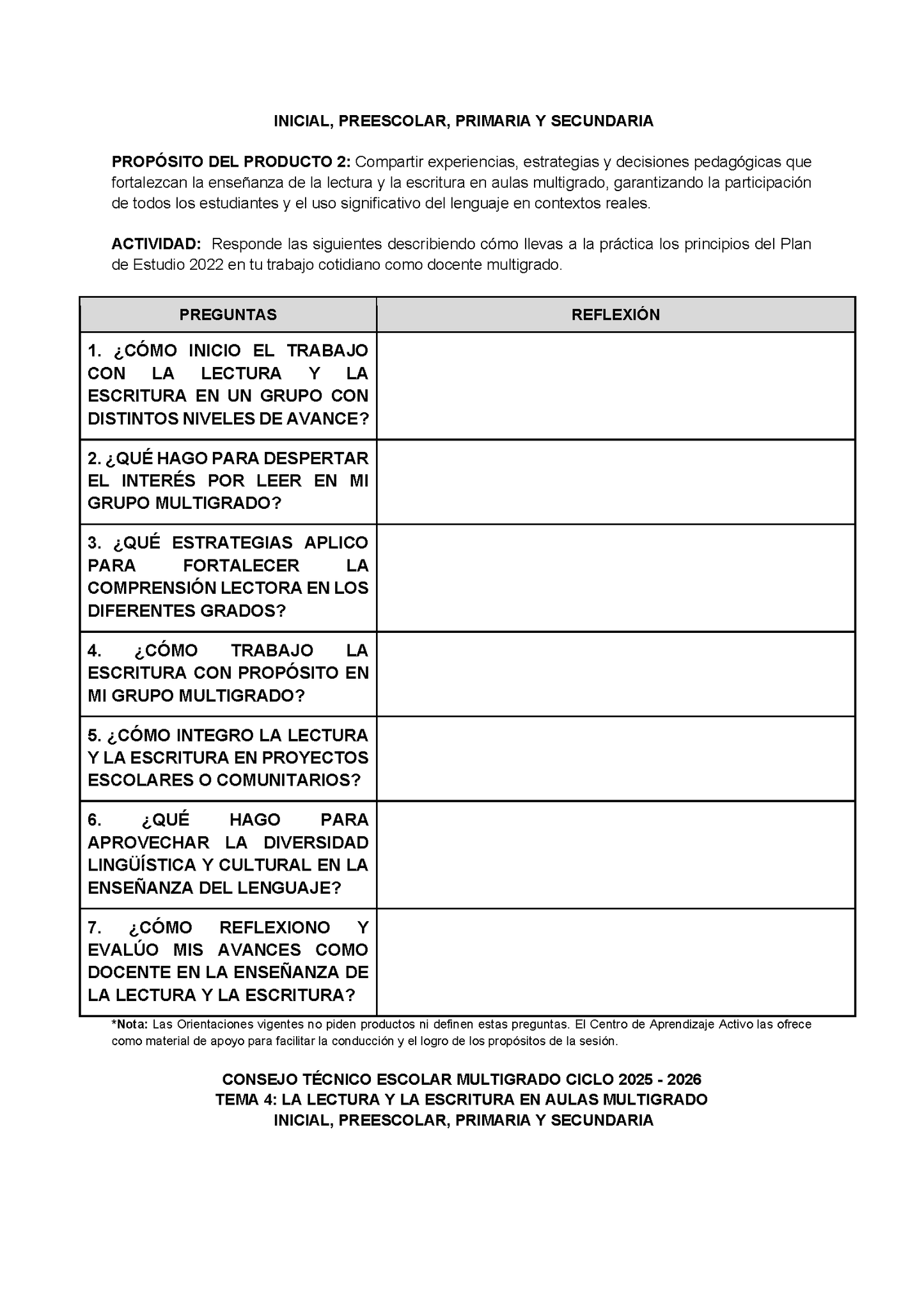 Formato de Productos CTE Multigrado Tema 4 (Editable en Word)